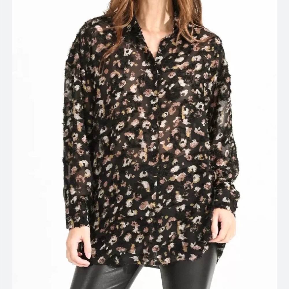 Molly Bracken Black Floral Button Down Shirt